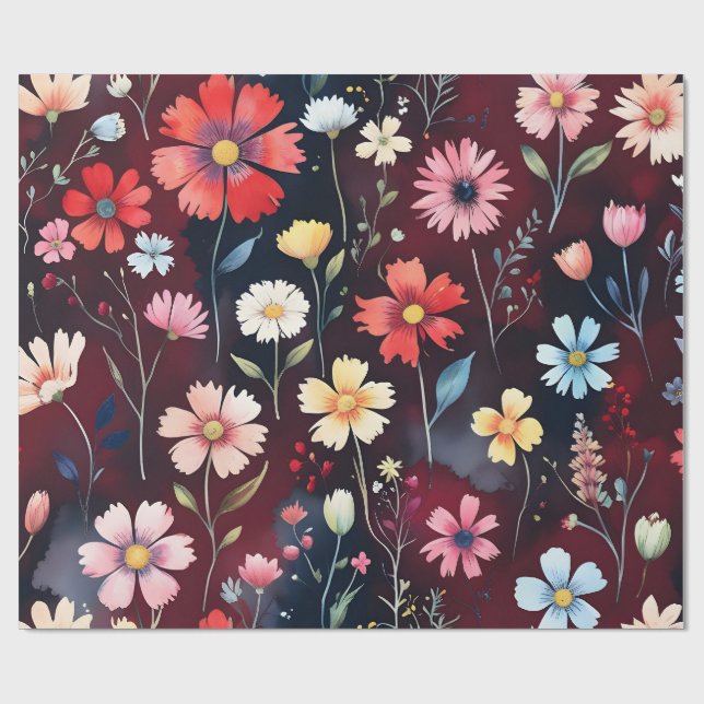 Papier Cadeau Roses en fleurs (Plat)