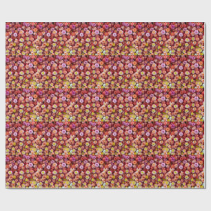 Papier Cadeau Roses Florales de Couleurs Mixtes Vibrantes