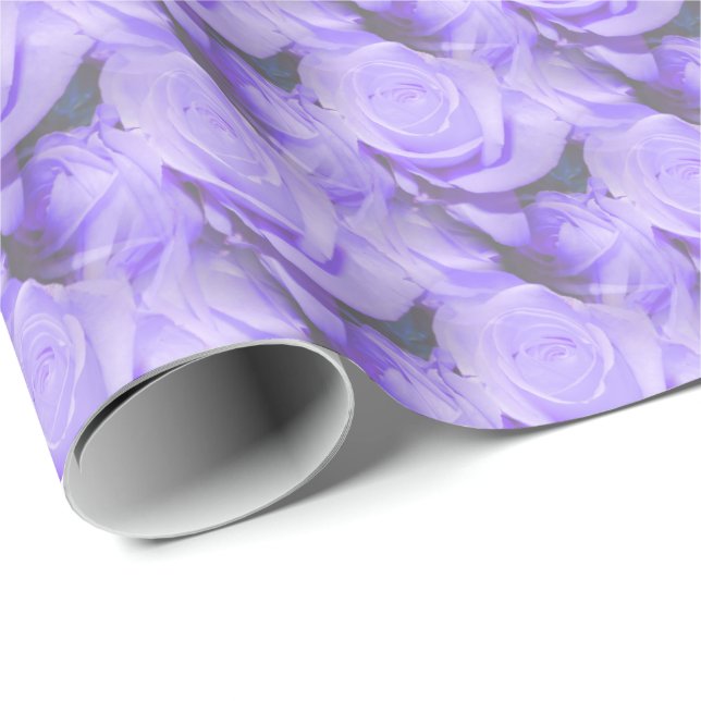 Papier Cadeau Roses lilas (Coin rond)