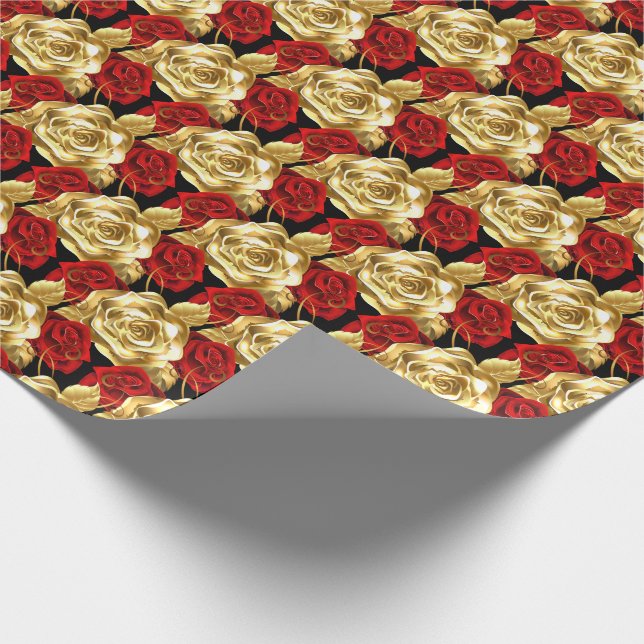 Papier Cadeau Roses mariage de papier-or (Coin)