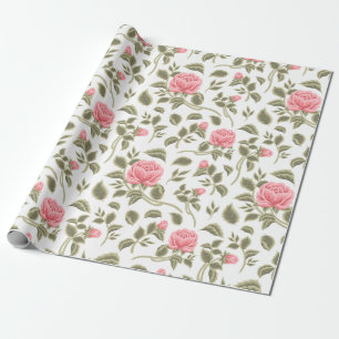 Papier Cadeau Roses roses aquarelle pastel rose vintage