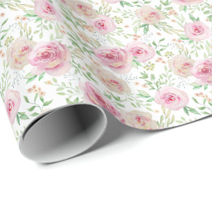 Papier Cadeau Roses roses élégants rose blush