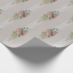 Papier Cadeau Roses roses roses victoriennes et dentelle blanche