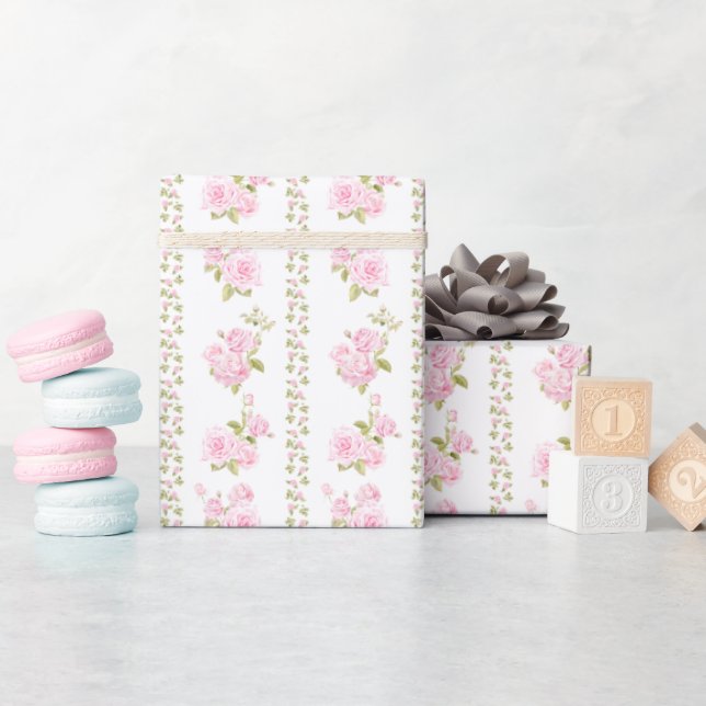 Papier Cadeau Roses Roses Roses vintage  (Baby Shower)