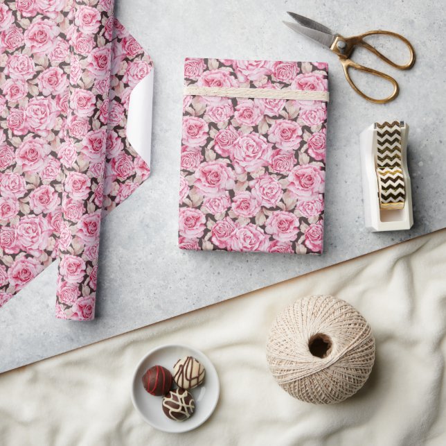 Papier Cadeau Roses roses rouges pour la Saint-Valentin (Artisanat)