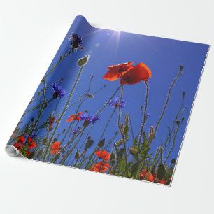 Papier Cadeau roses rouges et violets embrassant un ciel et un s