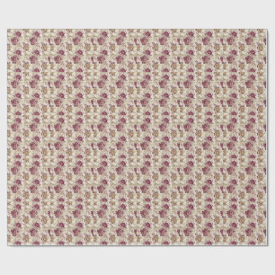 Papier Cadeau Roses Victoriennes Royales - Motif Floral Bordeaux