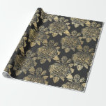 Papier Cadeau Roses vintage or et gris<br><div class="desc">Papier d'emballage à thème rose vintage gris et or de Paris.</div>