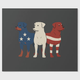 Papier Cadeau Rottweiler 4 juillet Amoureux des chiens Hommes Dr