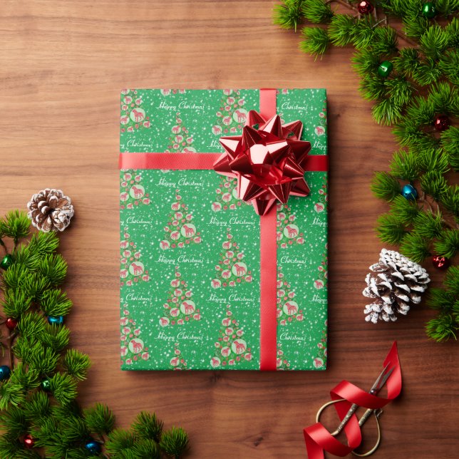 Papier Cadeau Rottweiler Chien de Noël Arbre de Vacances Vert (Cadeau de vacances)