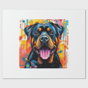 Papier Cadeau Rottweiler coloré Pop Art � Style de trempage vibr