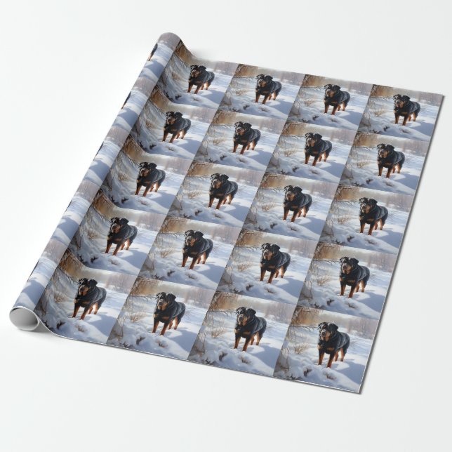 Papier Cadeau Rottweiler Laisser neiger Noël (Déroulé)