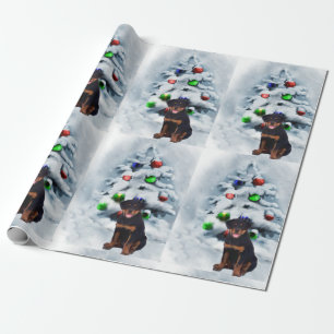Papier Cadeau Rotweiler Puppy Christmas