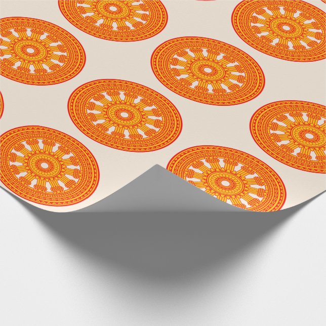 Papier Cadeau Roue rouge du Dharma (art bouddhiste) (Coin)
