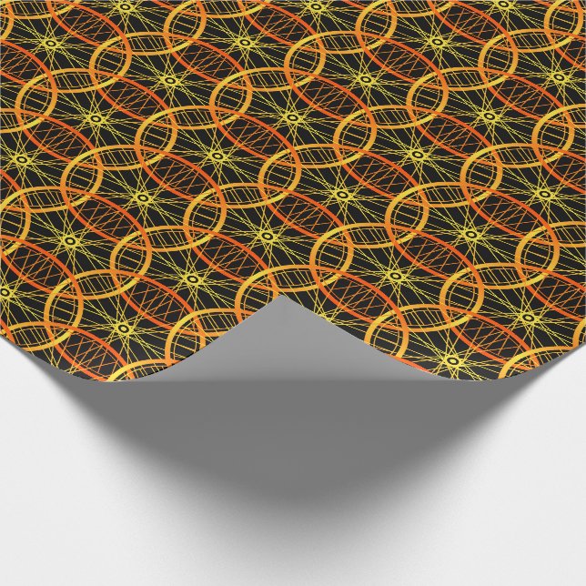 Papier Cadeau Roue vélo orange motif noir (Coin)