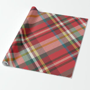 Papier Cadeau Rouge à carreaux Noël Fêtes Rustique