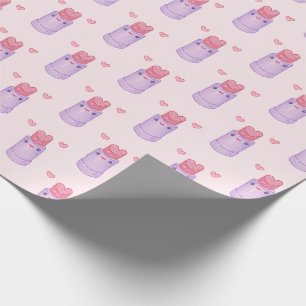 Papier Cadeau Rouge à lèvres pastel kawaii en forme de cœur