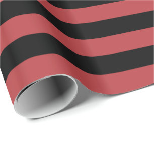 Papier Cadeau Rouge aurore et rayure noire