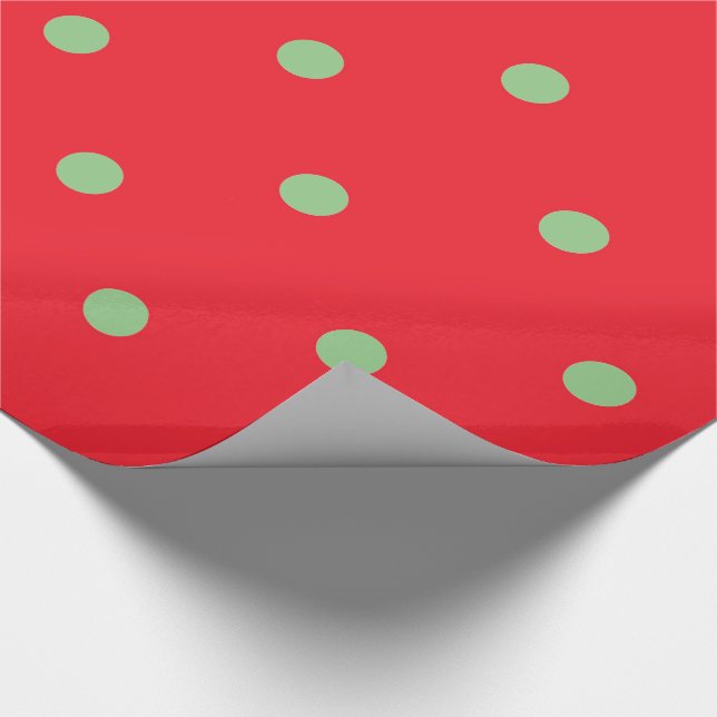 Papier Cadeau Rouge avec Green Polka Dot Motif de Noël moderne (Coin)