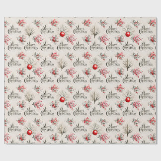 Papier Cadeau Rouge Bauble Noël Serein