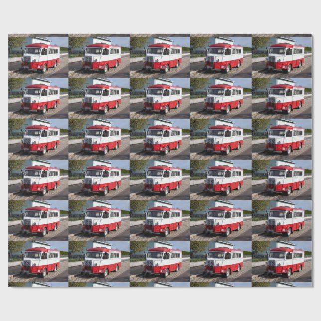 Papier Cadeau Rouge Blanc Citroen Type HY Van (Plat)