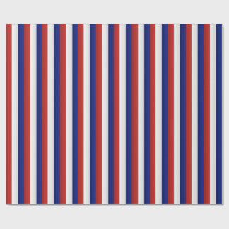 Papier Cadeau Rouge Blanc et Bleu Dégradé Patriotique à Rayures