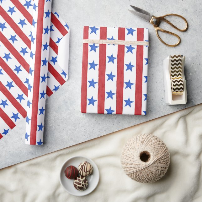 Papier Cadeau Rouge blanc et bleu patriotique (Artisanat)
