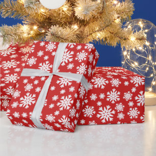 Papier Cadeau Rouge Blanc Snowflakes Noël Vacances Enveloppement
