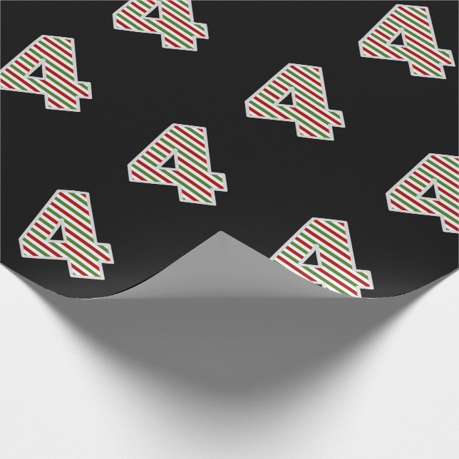 Papier Cadeau Rouge, Blanc, Vert "4" 4e événement le jour de Noë (Coin)