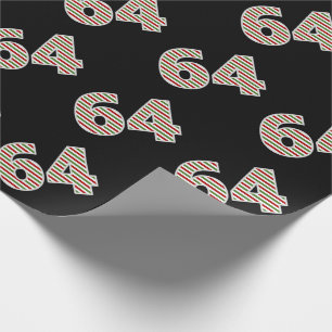 Papier Cadeau Rouge, Blanc, Vert "64" 64ème Evénement le jour de