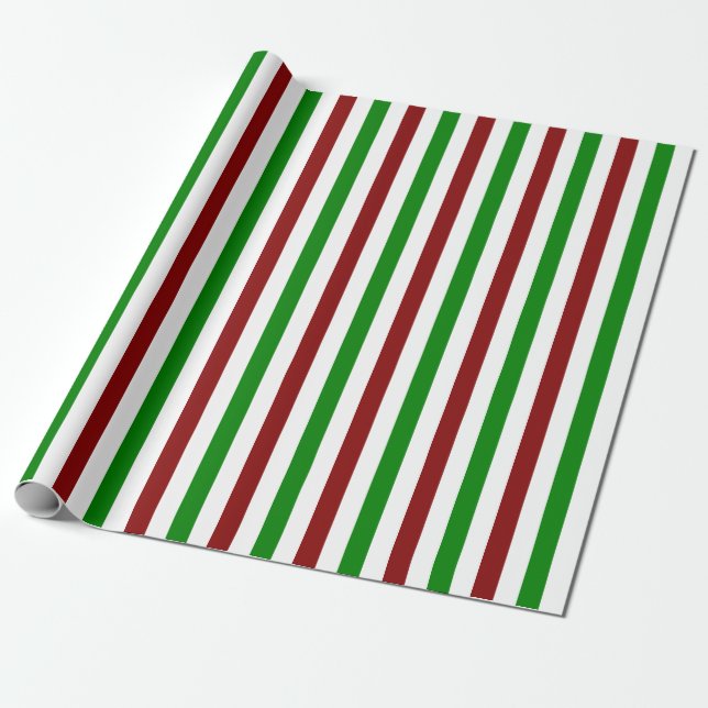 Papier Cadeau Rouge, blanc, vert style Noël Motif Linne (Déroulé)