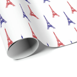 Papier Cadeau Rouge Bleu Paris Emballage France