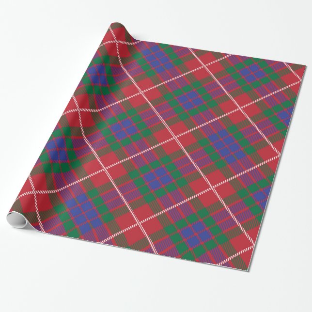 Papier Cadeau Rouge, bleu, vert, avec des accents blancs plaid m (Déroulé)
