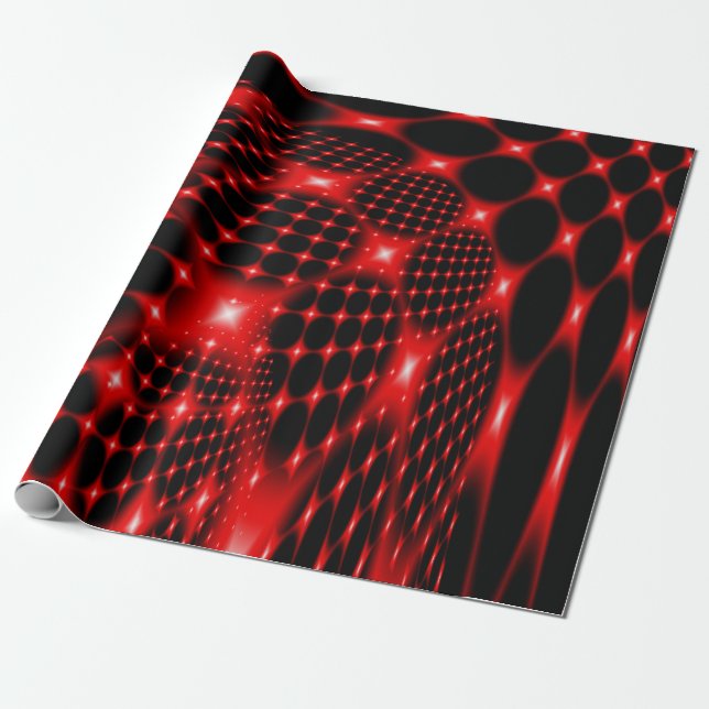Papier Cadeau Rouge brillant fractal (Déroulé)
