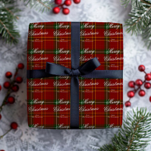 Papier Cadeau Rouge Classique à Carreaux Personnalisé Joyeux Noë