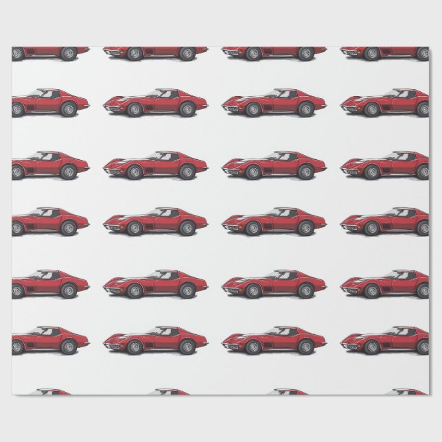 Papier cadeau rouge Corvette (Plat)