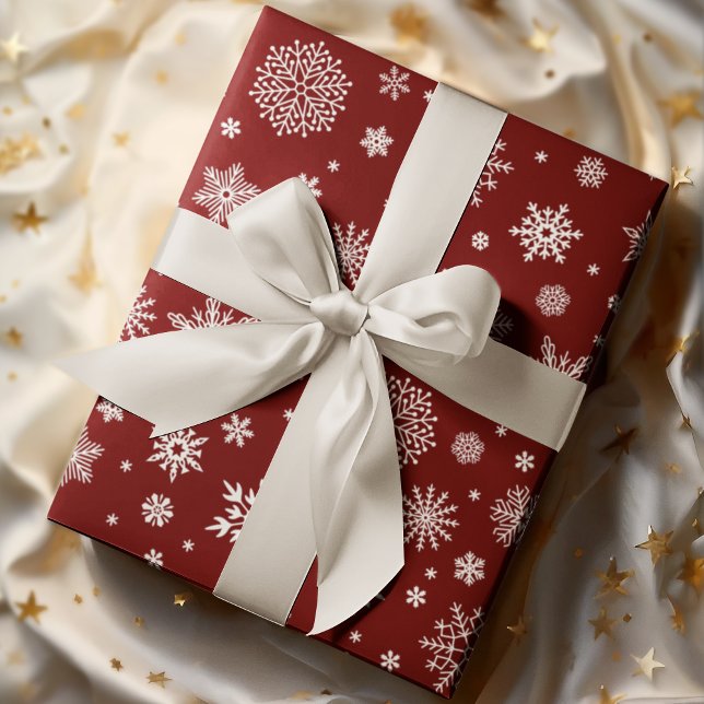 Papier Cadeau Rouge cramoisson blanc d'hiver (Créateur téléchargé)