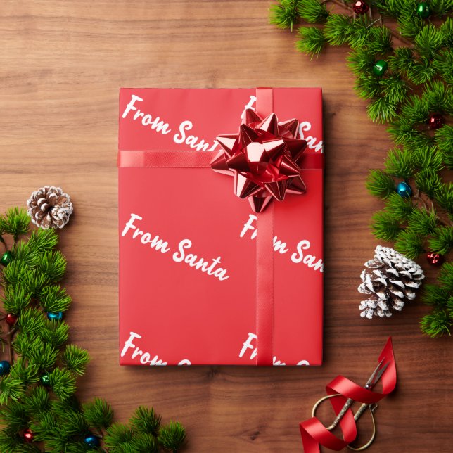 Papier cadeau rouge de la part du Père Noël (Cadeau de vacances)