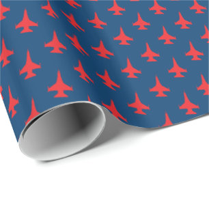 Papier Cadeau Rouge de motif d'avion de chasse du faucon F-16