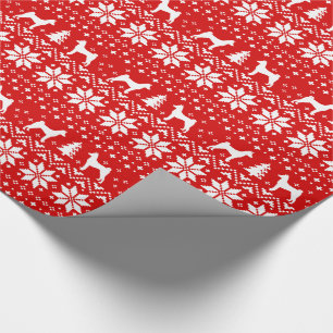 Papier Cadeau Rouge de motif de chandail de Noël de Basenjis