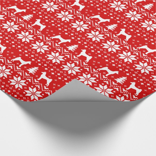 Papier Cadeau Rouge de motif de chandail de Noël de Basenjis (Coin)