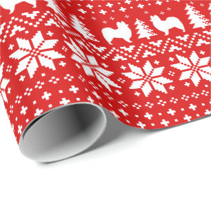 Papier Cadeau Rouge de motif de chandail de Noël de silhouettes