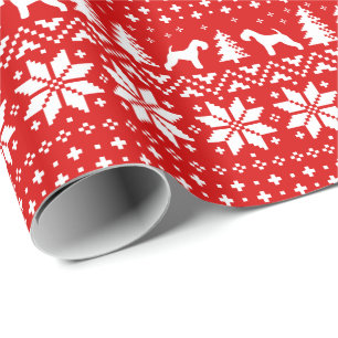 Papier Cadeau Rouge de motif de chandail de Noël de terriers de