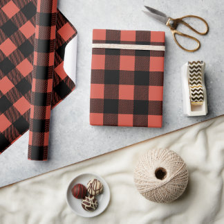 Papier Cadeau Rouge de Noël Buffalo Plaid Hiver