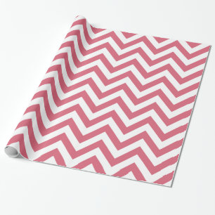 Papier Cadeau Rouge délavé motif chevron zigzag blanc XL