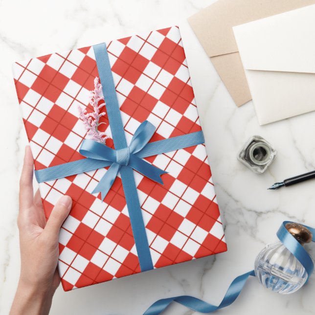 Papier Cadeau Rouge et blanc à carreaux (Cadeaux)