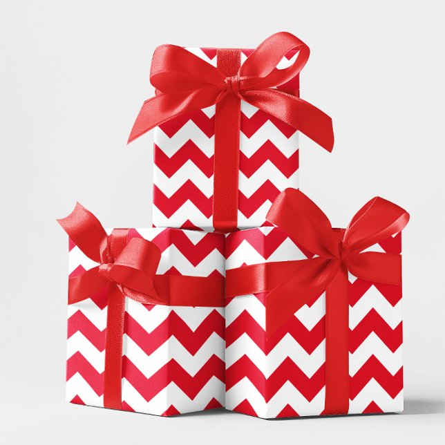 Papier Cadeau Rouge et blanc de Noël Chevron (Christmas Red and White Chevron Wrapping Paper)