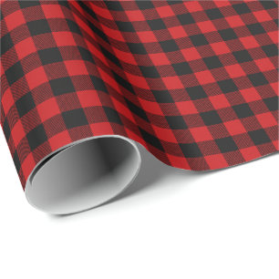 Papier Cadeau Rouge et noir classique carreau de buffle de Noël