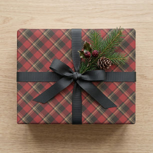Papier Cadeau Rouge et Noir Classique Noël à Carreaux Cosy
