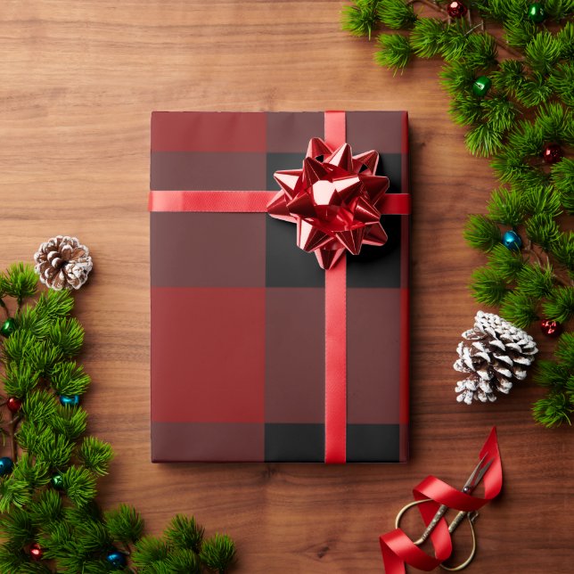 Papier Cadeau Rouge et noir classique Plaid de Noël de Buffalo  (Cadeau de vacances)